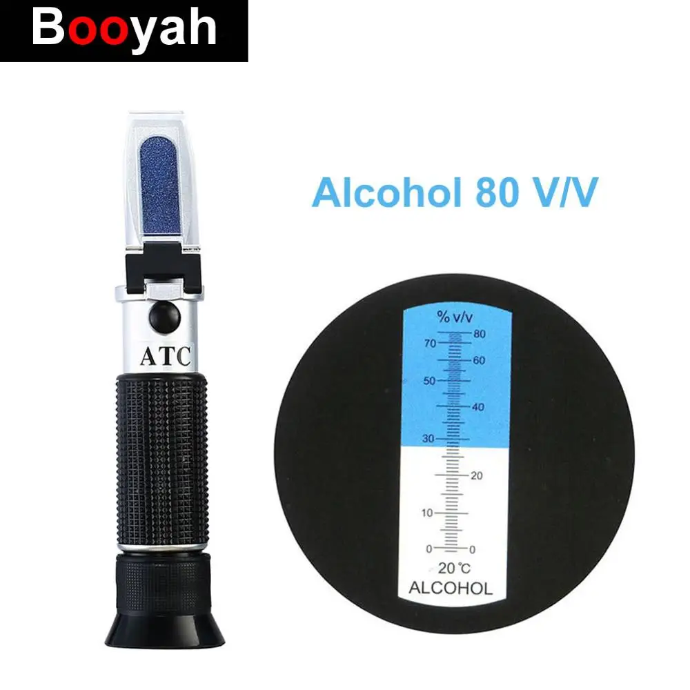 

0-80% V/V Alcohol Refractometer ATC Portable Refractometer For Liquor Alcohol Content Tester Adjustable Manual Focus Aluminum