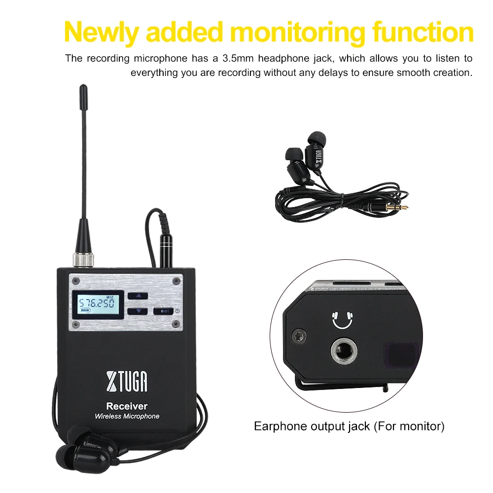 XTUGA Intelligent Noise UHF Wireless Lavalier