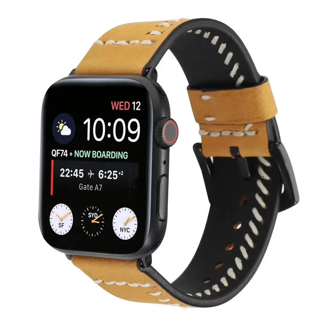 Ремешок из натуральной кожи для Apple watch series 4, 5, 40 мм, 44 мм, ремешок из семи строк, кожаный ремешок для Iwatch 3, 2, 1, 38 мм, 40 мм