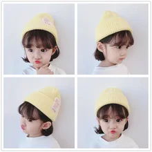 Ins-это один и тот же тип однотонной расцветки с большой монограммой Логотип Детская вязаная шапка, Корейская версия детские универсальные салат-e