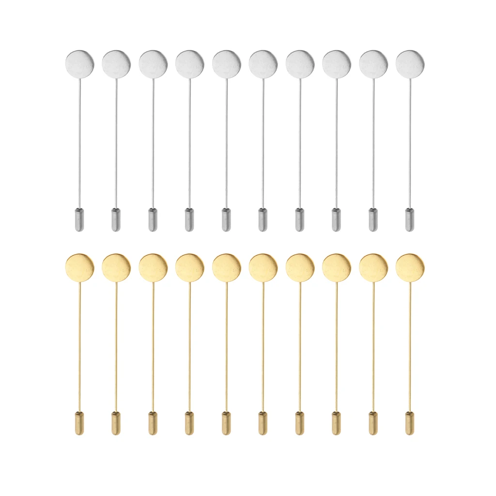 20 Pieces Bulk Base 1.2cm Lapel Stick Pin Hat Scarf Brooch DIY Art Findings