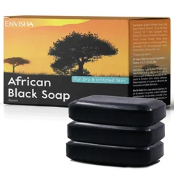 Skin Care African Black Soap Whitening Cleansing Moisturizing Oil Control Bathe Handmade Bleaching Brightening Bamboo Charcoal