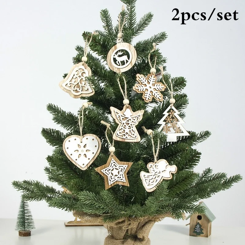 

Christmas Wooden Crafts Star Heart Elk Angel Bell Christmas Tree Hanging Pendants Ornaments Xmas Party Decor