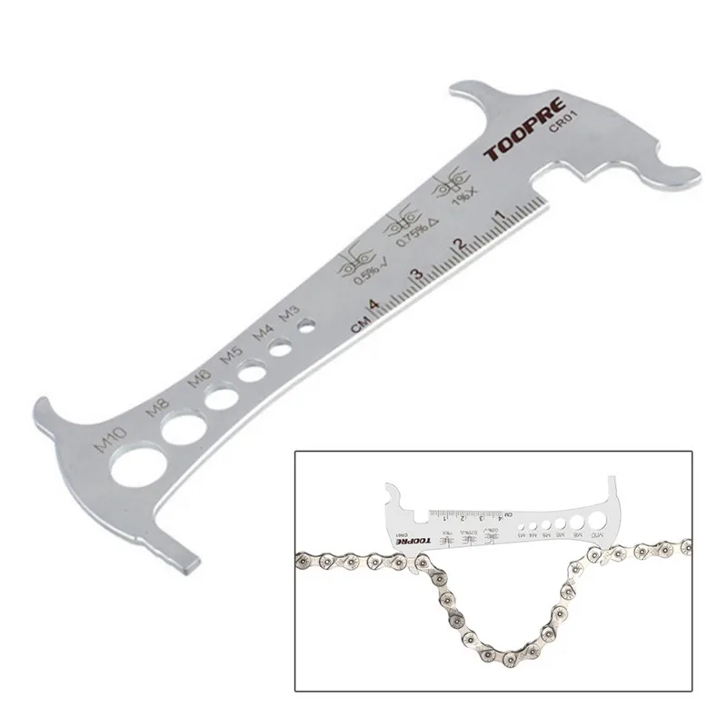 

3 In 1 Bike Bicycle Chain Checker Wear Indicator Chain Hook Bolt Measurement For 8 9 10 11 Speeds Stainless Steel