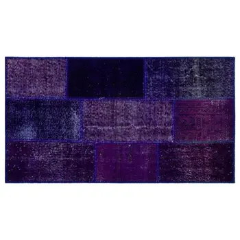 

Handmade Purple Vintage Overdyed Patchwork Area Rug 080x150 Cm-2'7''X4'11''
