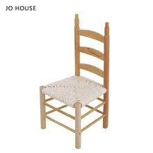 

JO HOUSE Mini Solid Wood Dining Chair 1:12 Dollhouse Minatures Model Dollhouse Accessories