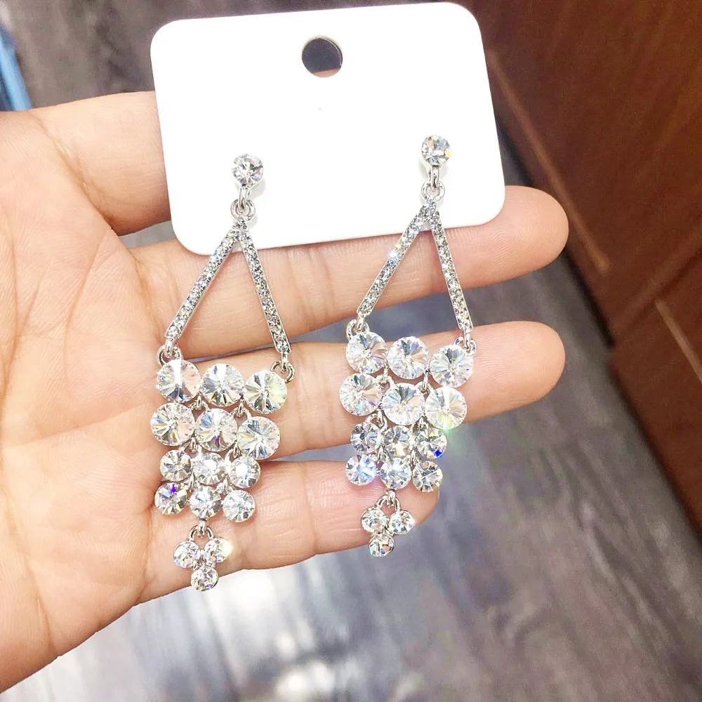 MS Betti Роскошные серьги chandier с кристаллом из Swarovski серебряные цвета для свадьбы ювелирные украшения для женщин Подарки