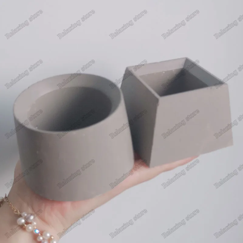 

Round Flower Pot Concrete Mold For Succulent Plants Square Mini Pot Plaster Silicone Mould Cement Clay Molds