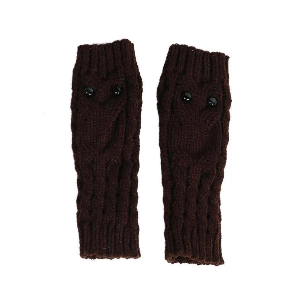 Unisex Winter Gloves Solid Owl Knitted Long Fingerless Gloves Soft Button Warm Gloves Mittens guantes invierno luvas de inverno