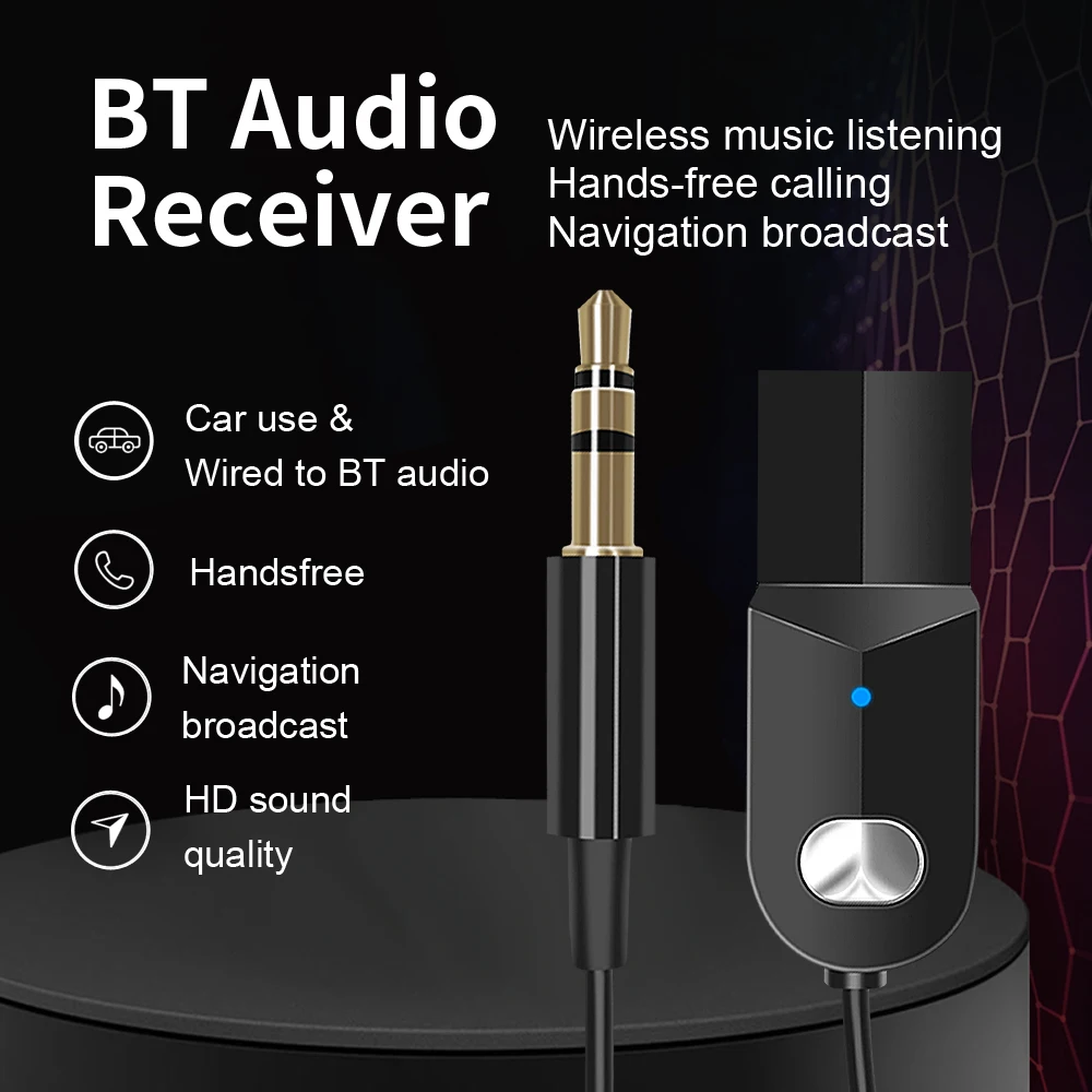 Wireless Bluetooth 5 0 Car Audio Receiver Adapter Handsfree Car Kit AUX USB Bluetooth Music Adapter for Headphone Stereo Speaker