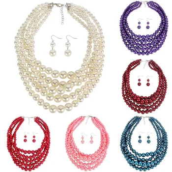 

Classic fashion new jewelry necklace exaggerated atmosphere imitation pearl lady versatile multi-layer Necklace