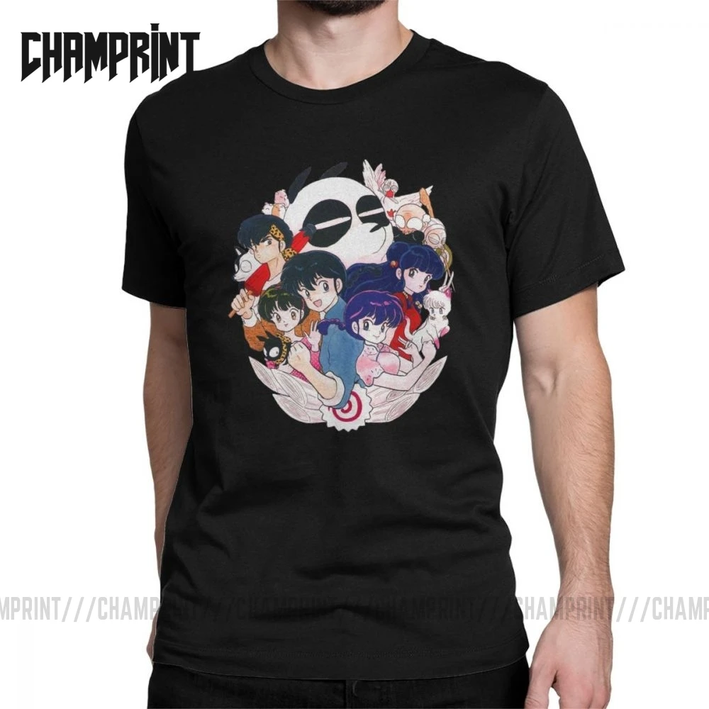 Men Ranma 12 T Shirts Anime Manga Akane P Chan Ryoga Martial Pig Cute Panda Pure Cotton Short Sleeve Tees New Arrival T-Shirts | Мужская