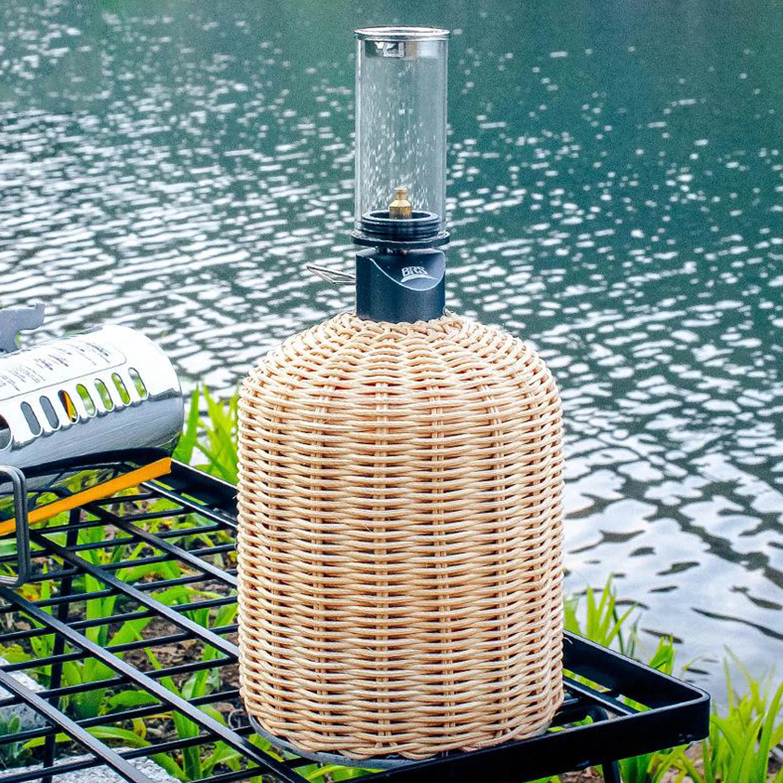 Rattan Handmade Woven Protective Cooking Gas Cylinder Cover Outdoor Hiking Pouch