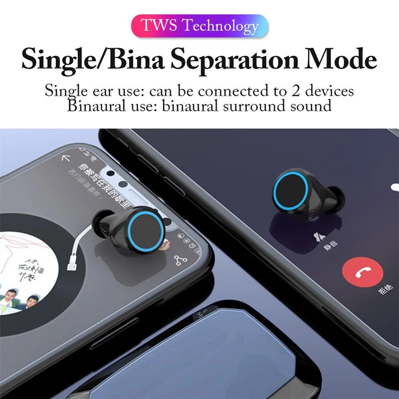 EWA Bluetooth Earphones M11 TWS Earphone LED Digital Display Touch 5 0 IPX7 Waterproof Mini Wireless Bluetooth Headset