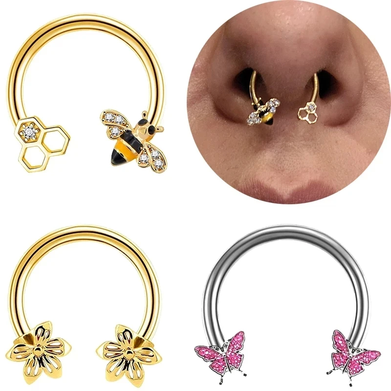 

Панк 16G пирсинг Daith Horseshoes кольцо для козелка серьги, Надеваемые На ушной хрящ спираль обруч перегородка Пирсинг Серьга в нос пирсинг ювелирн...
