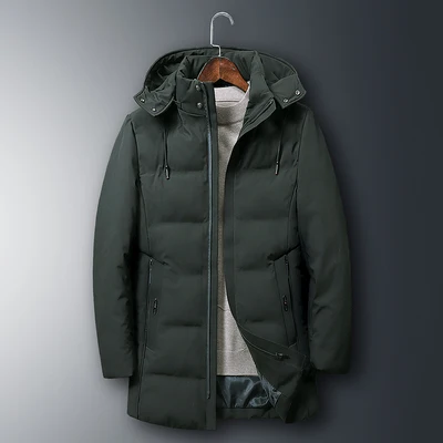 7XL новые зимние мужские парки с капюшоном на молнии с хлопковой подкладкой, мужские толстые ветрозащитные куртки с карманами 8913 - Цвет: Армейский зеленый