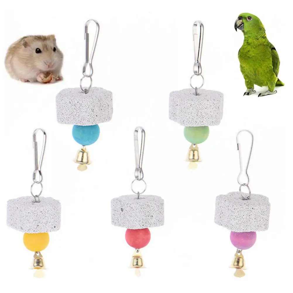 

1Pc Birds Parrot Parakeet Grinding Mineral Bell Stone Molar Cage Hanging Chewing Toy Bird Toy Molar Stone Cage Toys for birds