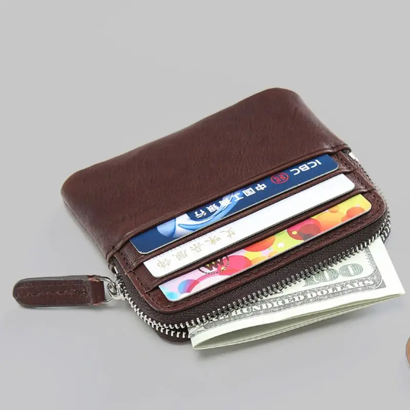 Винтажный Мужской кожаный бумажник карманный мини-кошелек ID Кредитная карта сменная сумка U50C