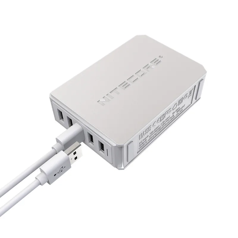NITECORE UA55 5-Порты и разъёмы Зарядное устройство USB адаптер 50 Вт высокой мощности Скорость зарядки 10A Max Выход ток адаптер для зарядного устройства