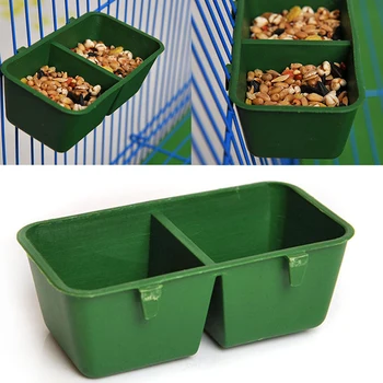 

2 in 1 Parrot Food Water Bowl Dual Feeding Cup Plastic Bird Pigeons Cage Water Food Feeder Bird Parrot Pet Aviary Water Box Bowl
