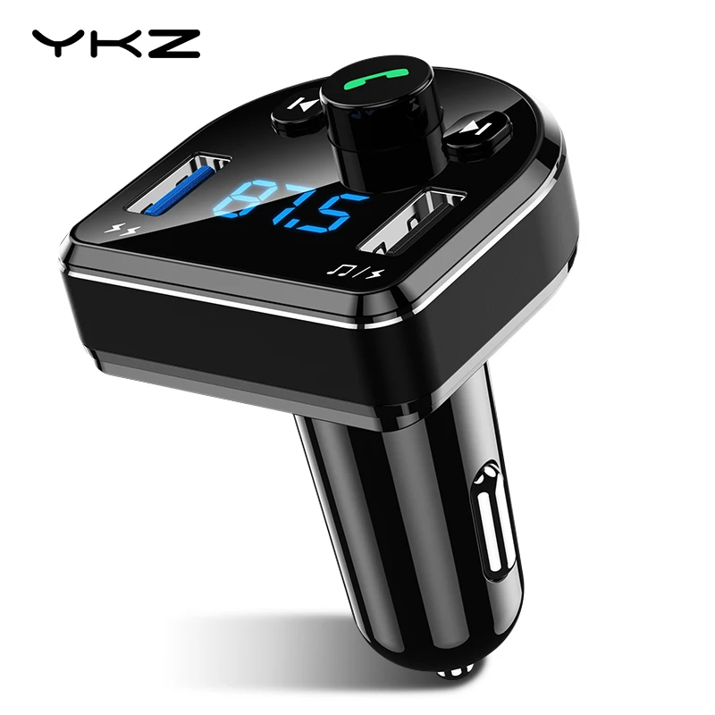 

YKZ Car Charger LED Display Bluetooth FM Transmitter 3.1A Fast Charging Charger for Samsung iPhone Dual USB Car Phone Charger