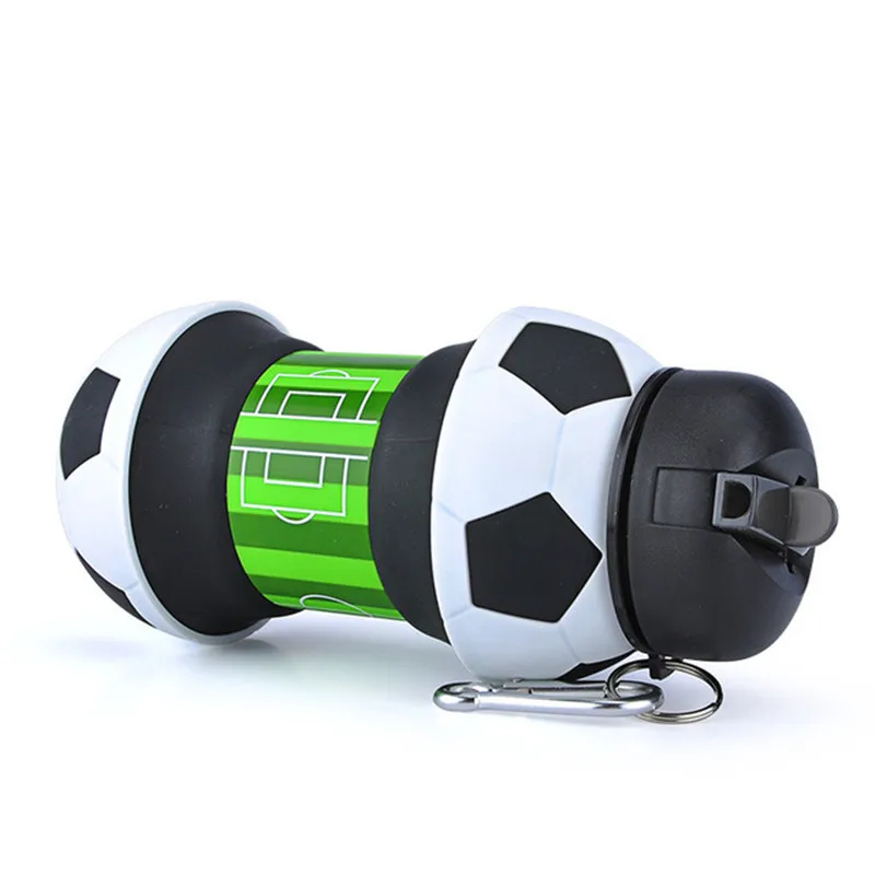 550 мл футбольный складной спортивный флакон для воды с соломинкой Силиконовый складной футбольный мяч чашка для путешествий на открытом воздухе Кемпинг велосипед