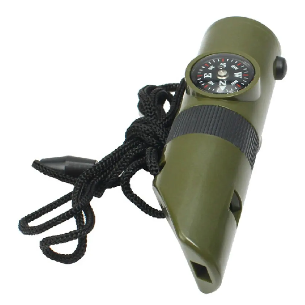

7 in 1 Military Emergency Survival Whistle Kit Compass LED Light Thermomet Tools for outdoor camping adventure Travel