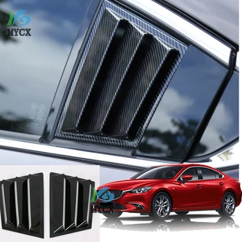 

for Mazda 6 m6 Atenza 2017 2PCS ABS Carbon fiber Black RED ABS Rear Window Quarter Louver Cover Car Styling Accessories 2PCS