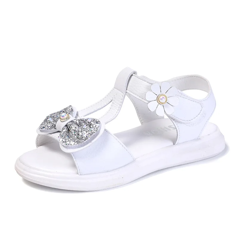 

Princess Sandals Casual Open-toed Anti-slip Children Princess Shoes New Kids Baby Girls Crystal Bowknot Sweet Buckle Strap