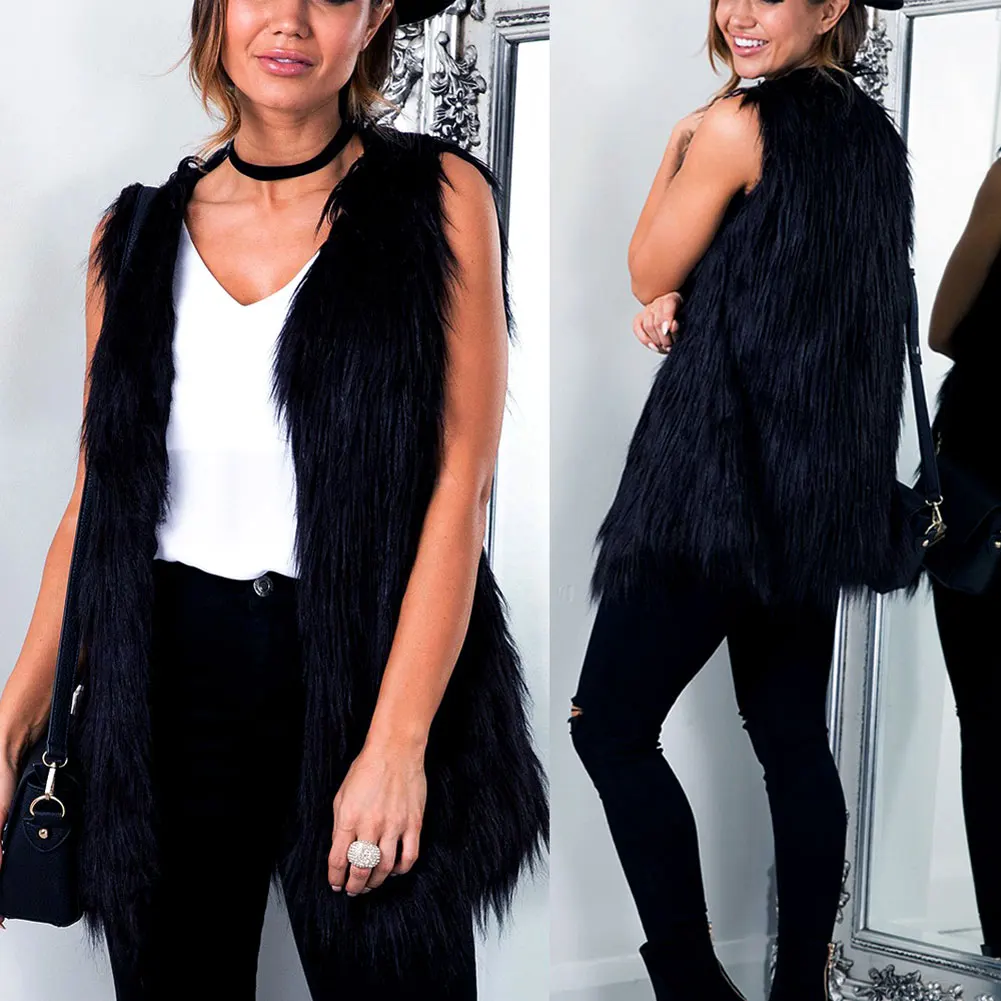 

Hot Fashion Autumn Winter Women Vest Solid Color Keep Warm Sleeveless Jacket Artifical Fur Coat Ladies Girls Plus Size S-3XL CGU