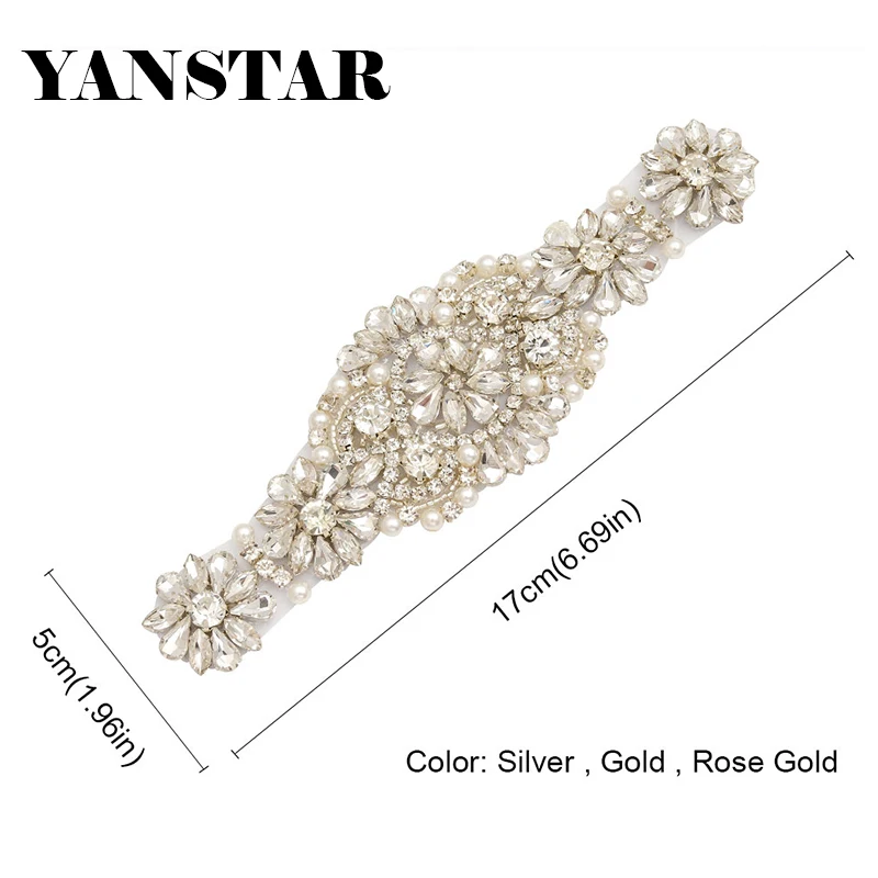 

YANSTAR (5 шт.) оптовая продажа, стразы, аппликации для свадебного пояса, розовое золото, прозрачные хрустальные бусины, шитые на свадебном поясе YS929