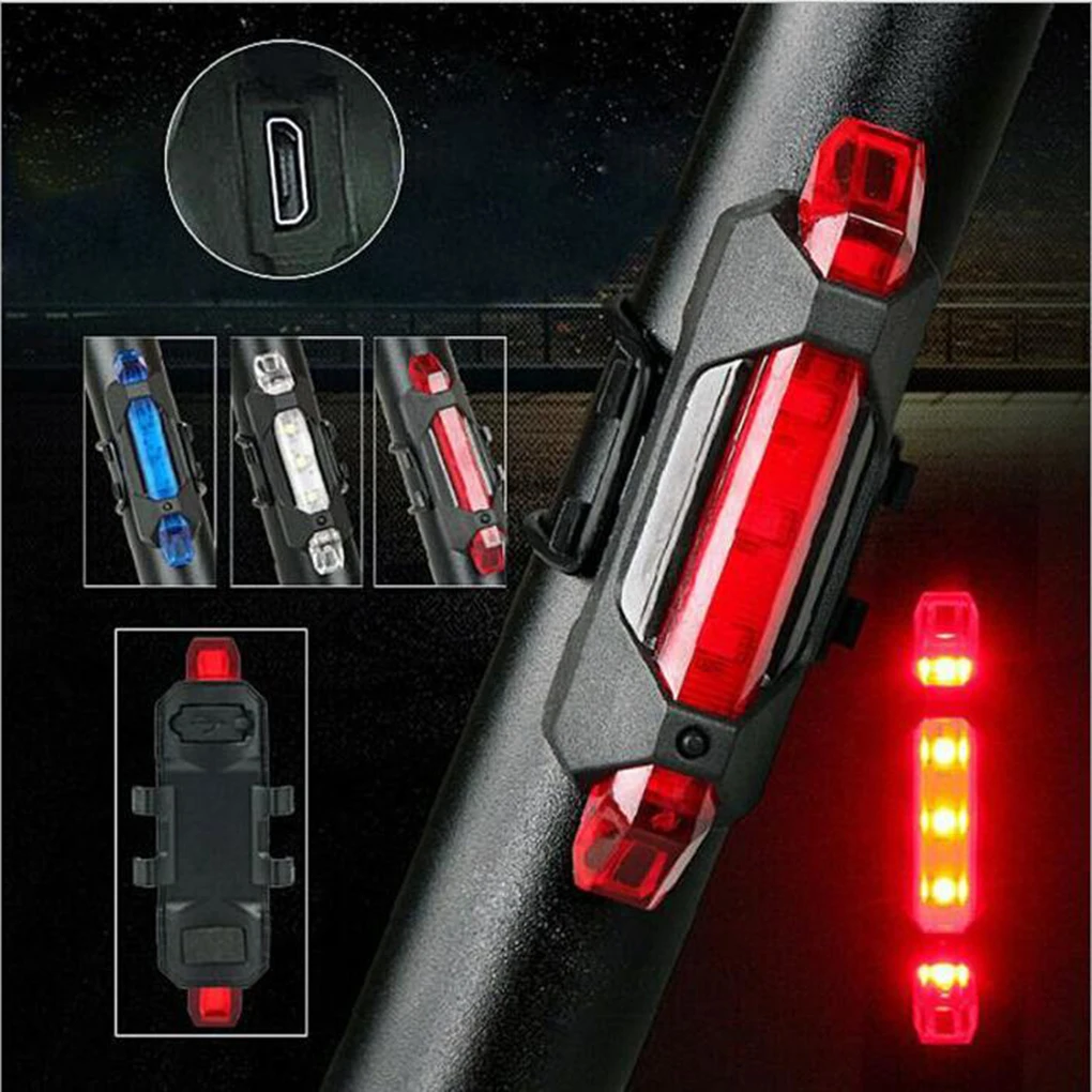 Велосипедный свет, светодиодные задние фонари USB Перезаряжаемый безопасность заднего хвоста Предупреждение велосипедный светильник портативный флэш-светильник супер яркий