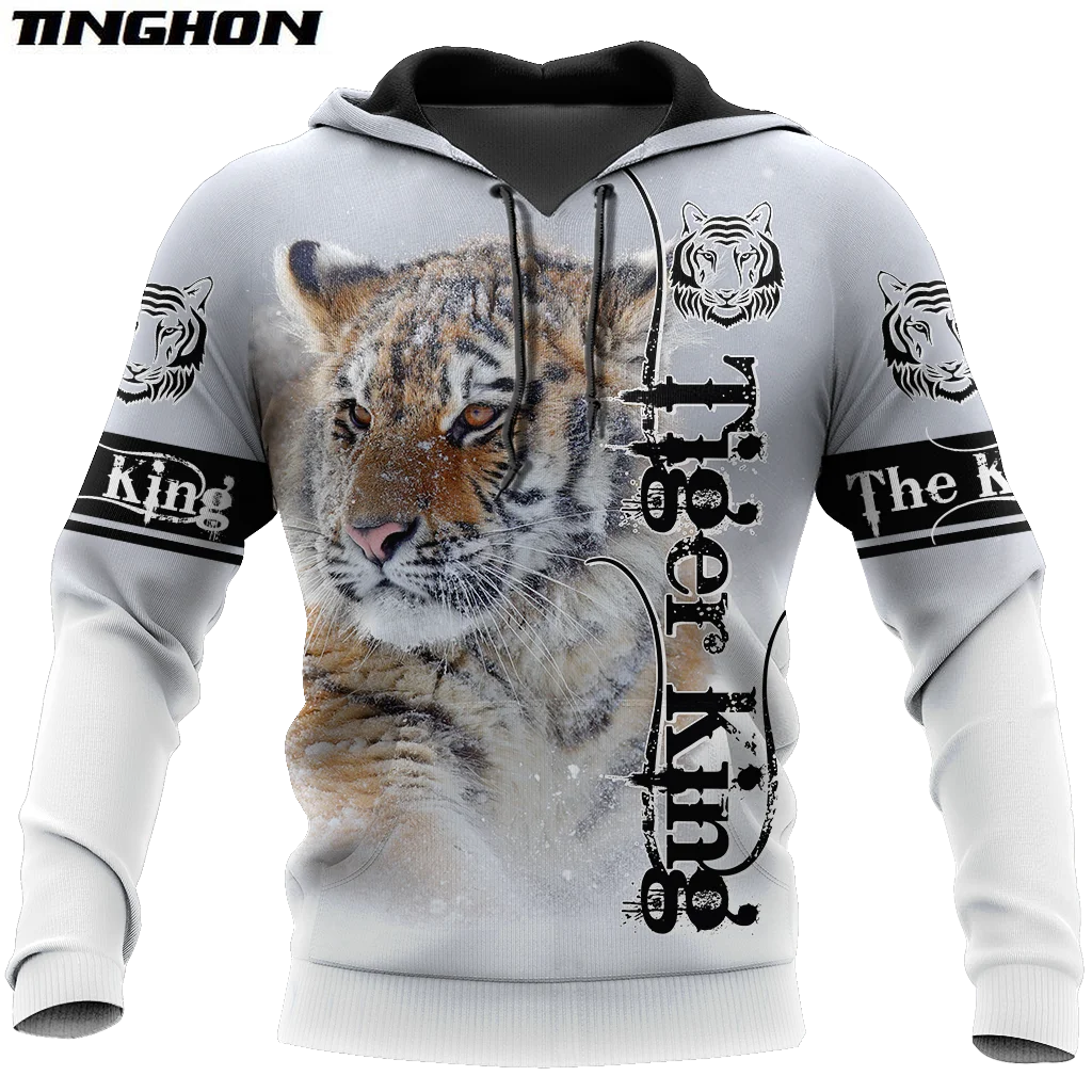Autumn Fashion Hoodies Beautiful Tiger 3d Printed Mens Sweatshirt
