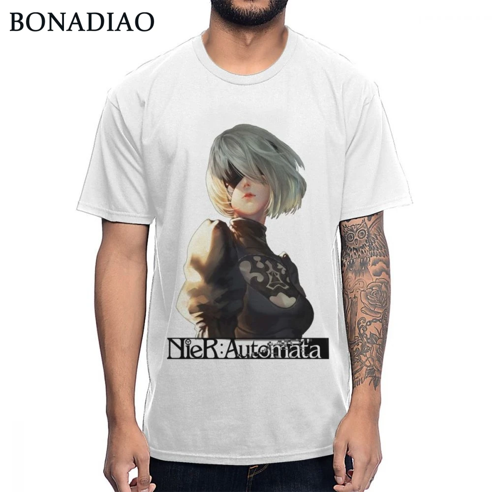 2B NieR Automata футболка для видеоигр мужчин мультяшный круглый воротник здоровый