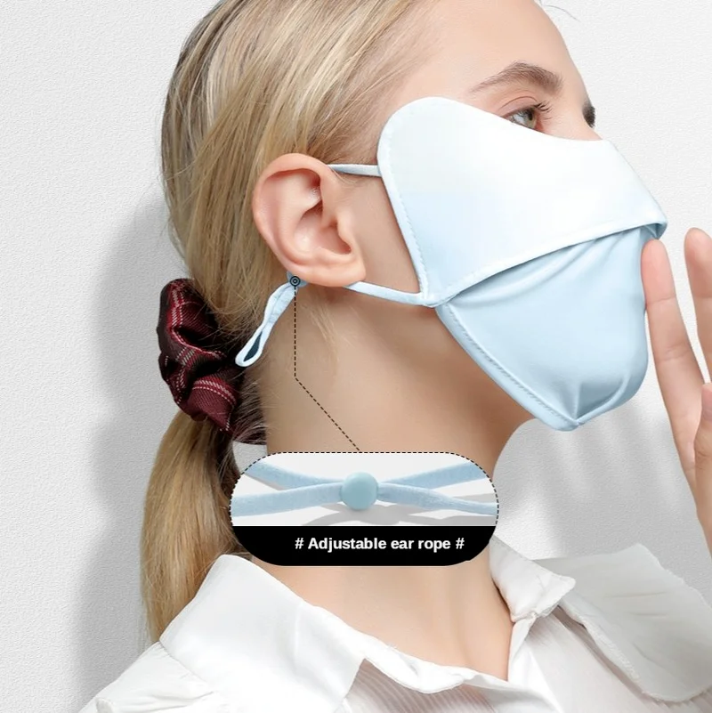 Summer Women Cycling Sun Protection Mask Ice Silk Sunscreen Hiking UV Sunshade Bandana with Ears Breathable Full Face Cover | Спорт и