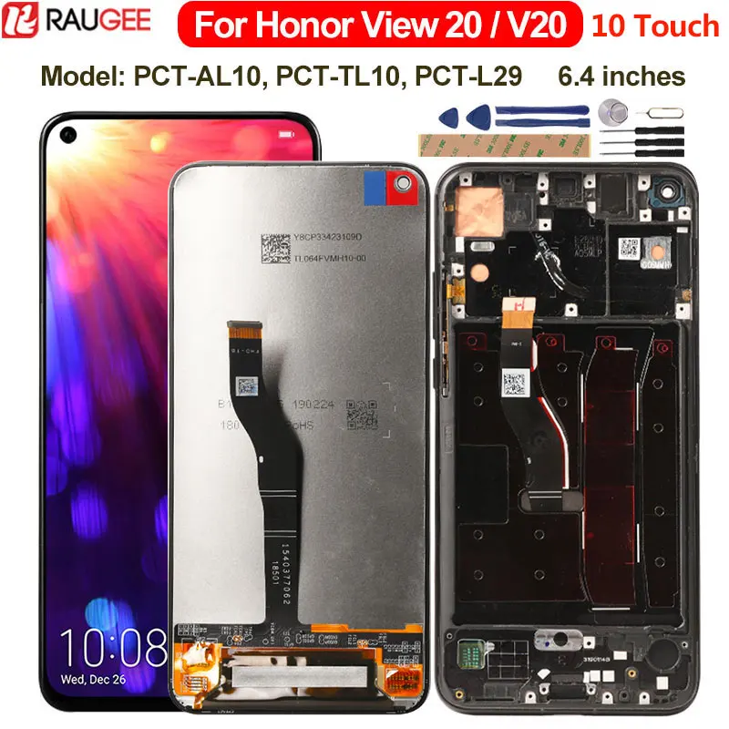 ЖК дисплей для Huawei Honor View 20 с дигитайзером сменный сенсорный экран V20 PCT L29 AL10 TL10