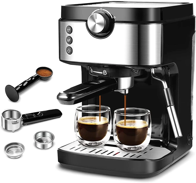 20 Bar Espresso Coffee Machine with Foaming Milk Frother, Black