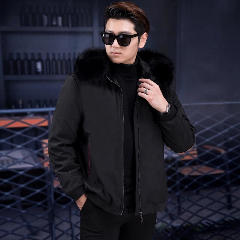 

JKP winter new fur men's jacket rabbit fur liner to overcome casual fur jacket mink coat