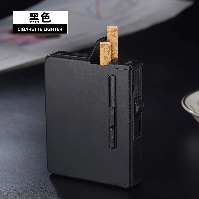 Charging Metal Automatic Cigarette Case Lighter Alloy 12pcs Cigarette Holder Smoking Box Portable Windbreak  cigarette box