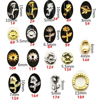 

50pcs/pack Japan 3D Nail Art Decorations Metal Nail Accessories Alloy Kawaii Flower Nail Parts DIY Alloy Supplies for Nails