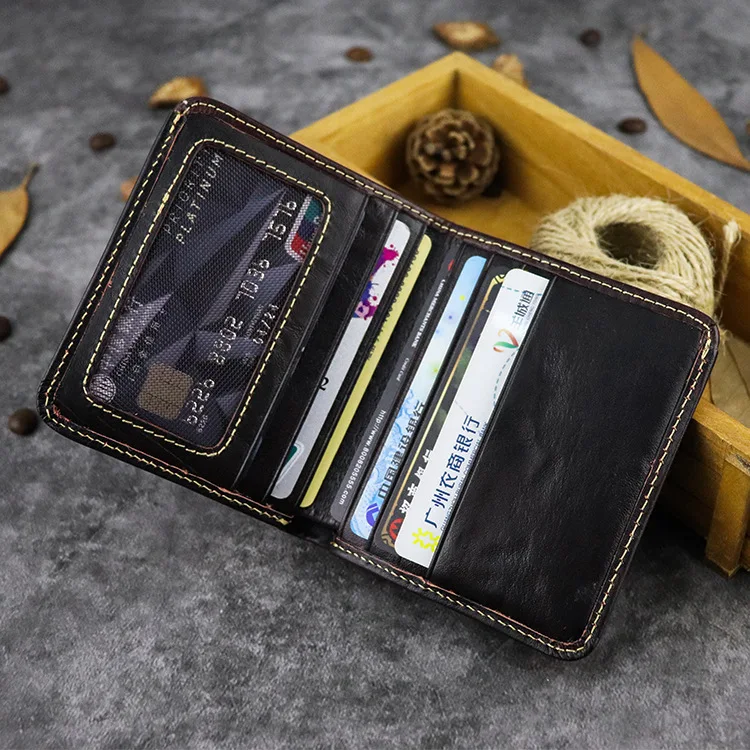 

Guangzhou Creative Simple Ultra-Thin Mini Men Retro Handmade Wallet Skeleton-skin Purse