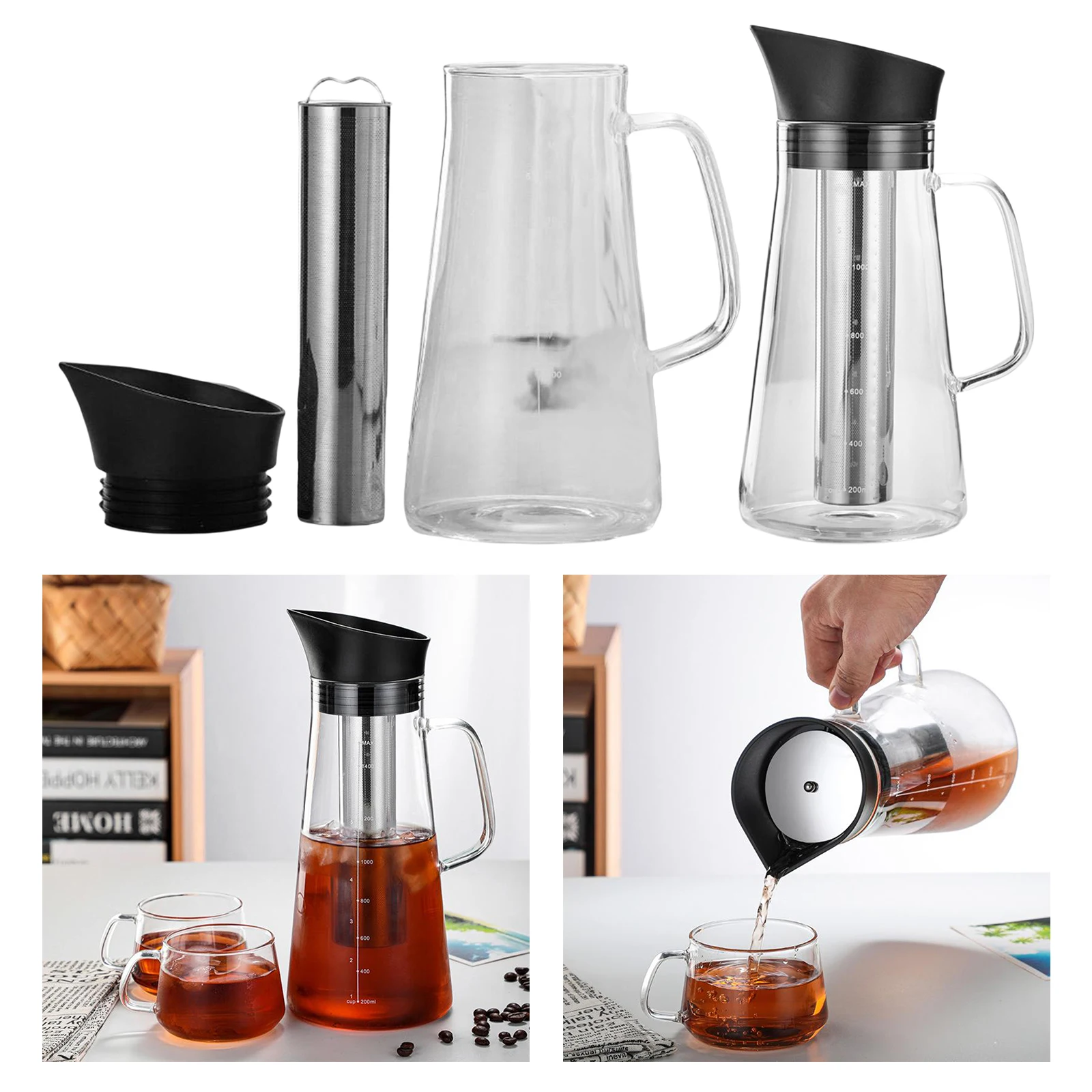 Borosilicate Glass Teapot Coffee Tea Kettle Manual Coffee Espresso Maker Pot