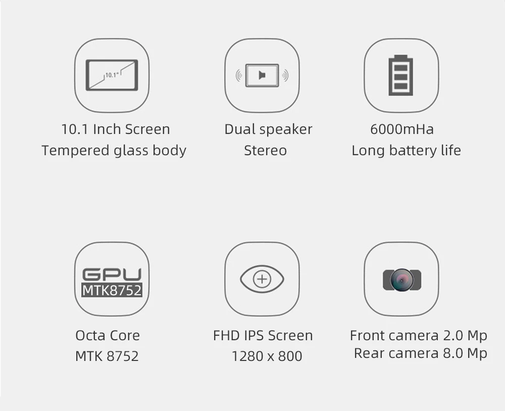 Новинка, 10 дюймов Android 8,0 планшетный ПК Octa Core 6G + 64G ips Экран 2.0MP + 8.0MP Камера планшеты с модулем Wi-Fi 4 аппарат не привязан к оператору сотовой