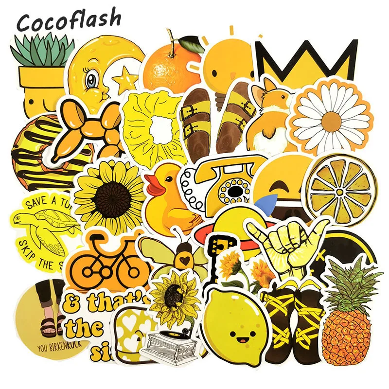 

50 PCS Cartoon Yellow Anime Stickers For Chidren Toy Waterproof Sticker To DIY Suitcase Laptop Bicycle Helmet Car Decals