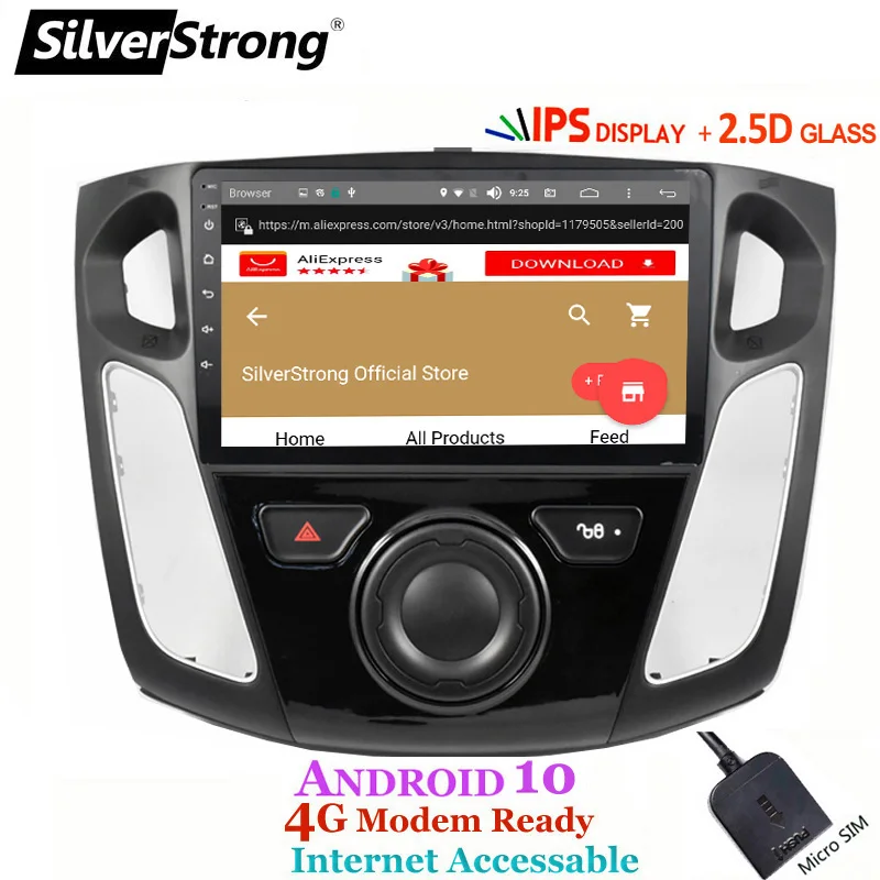 SilverStrong Android10.0 2.5D 9 дюймов 4 г Стерео gps для Ford Focus 3 ips Android радио FOCUS3 Android gps стерео аудио