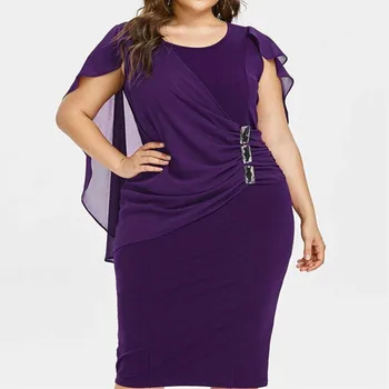 

Madam clothing OWLPRINCESS 2019 Men's Short-Sleeved Chiffon Tight Skirt Asymmetrical plus Size Dresses