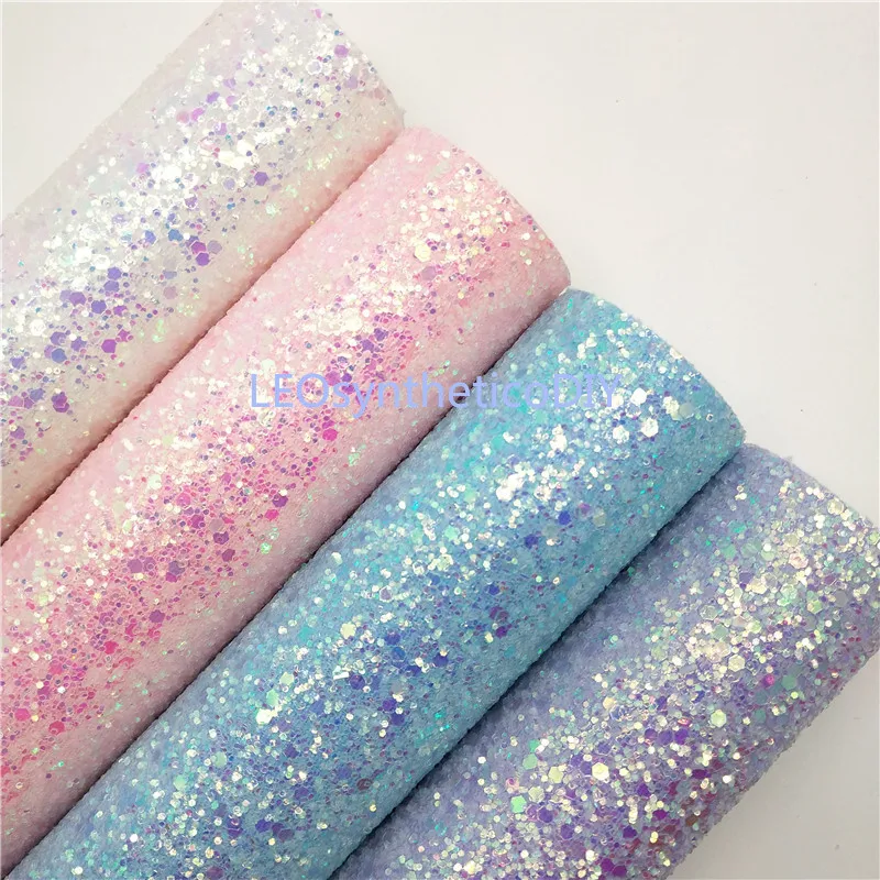 

1PC 21X29CM Pastel Colors Glitter Fabirc, Chunky Glitter Leather,Glitter Leather Sheets For Making Bows LEOsyntheticoDIY T286