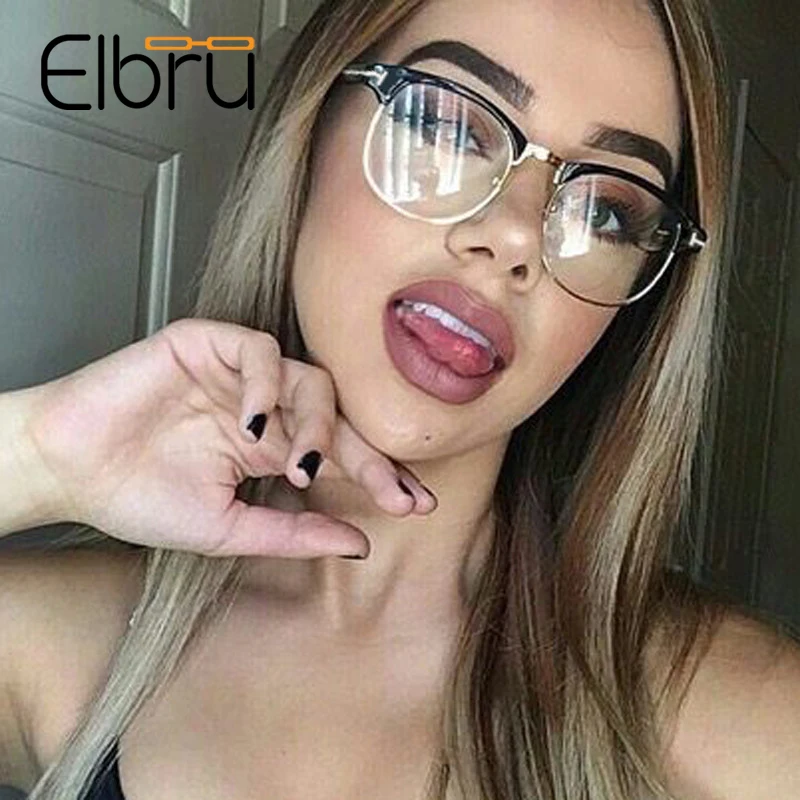 

Elbru 2019 Retro Half Frame Optical Eye Glasses Frame for Men Women Classic Round Eyeglasses Clear Lens Spectacles Frames Mens