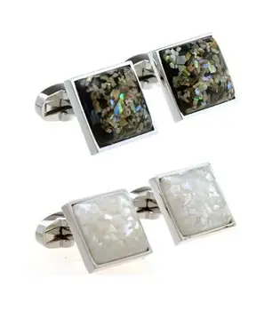 

5pairs/lot Quality Square White Sea Shell Cufflinks Pearl Abalone Shell Cuff Links Business Style Men's Jewelry Wholesale