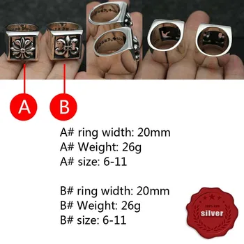 

A120 s925 sterling silvery ring personality fashion retro punk style cross flower anchor letter shape to send a gift to a friend